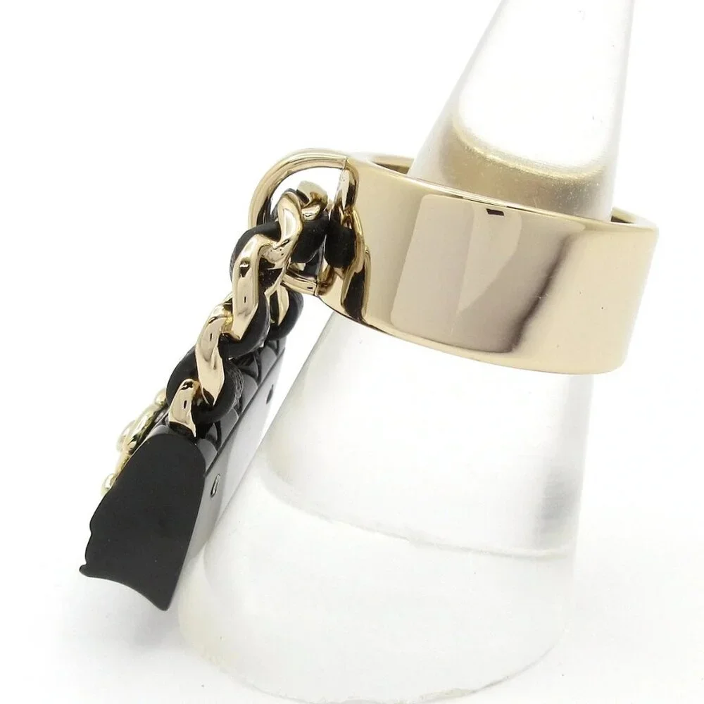 CHANEL Coco - Gold Black Hardware Plastic Ring #6 1/4 - Picture 2 of 7